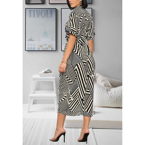Women's Ruched Button Down Shirt Dress Short Sleeve Maxi Summer Casual - Picture 3 of 7